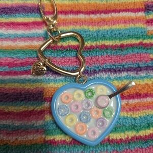 Betsey Johnson Blue Heart Cereal Key Holder/ Bag Charm